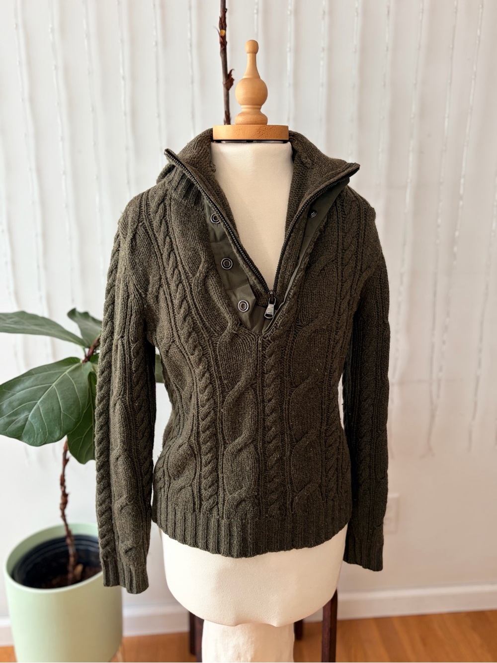 Vintage 90s Ralph Lauren Wool Hooded Sweater Green Polo - Picture 9 of 14